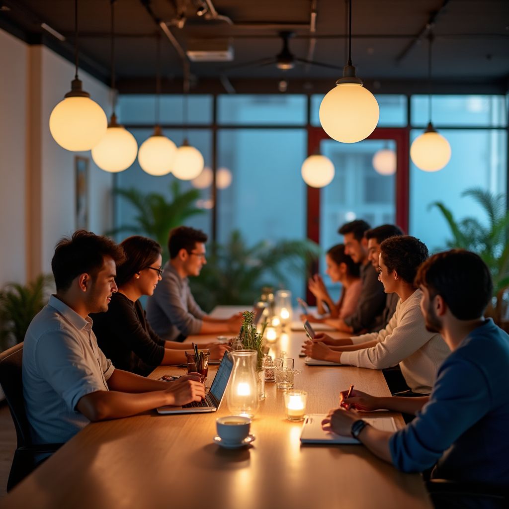 Tech startup team celebrating success